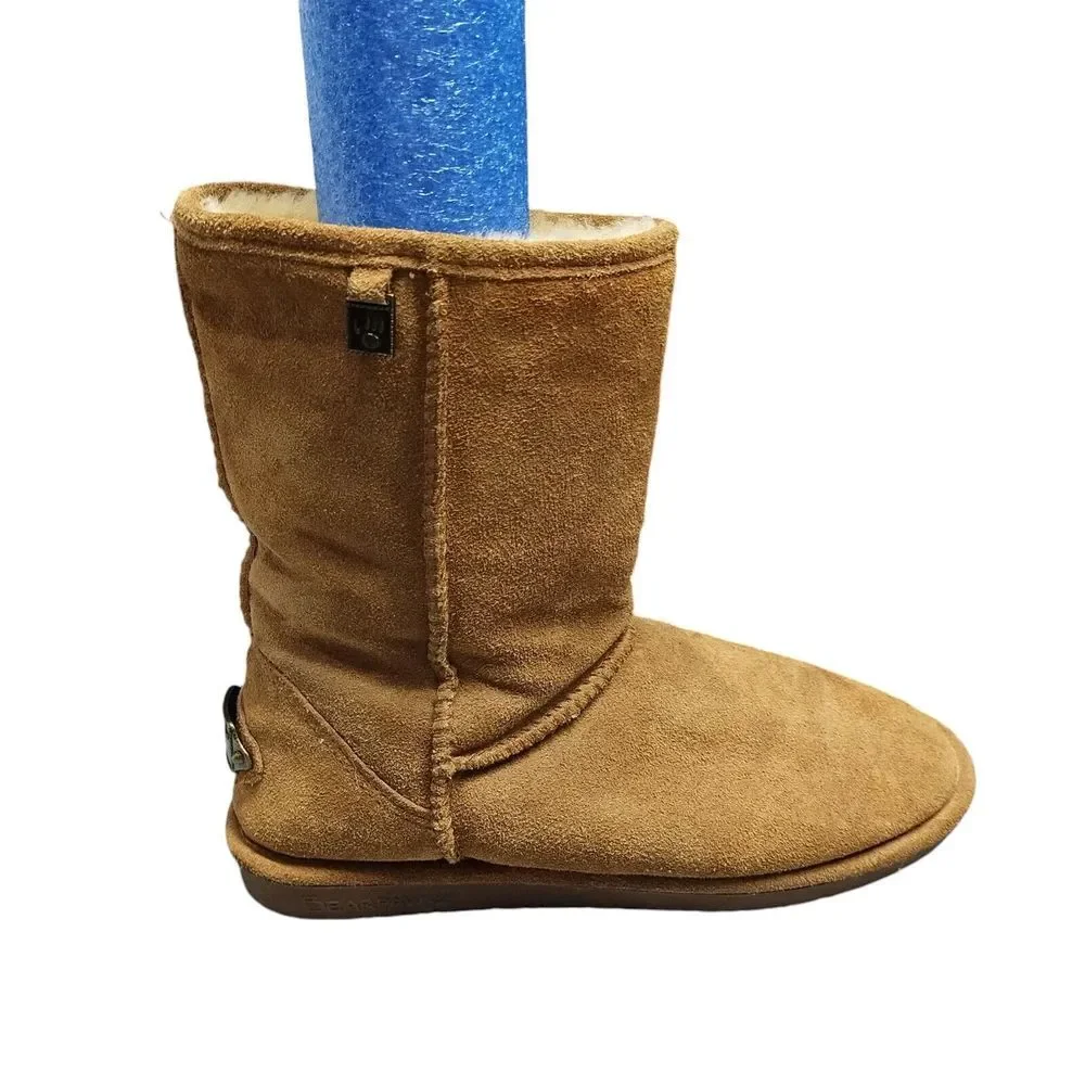BEARPAW‎ Winter Boots Womens Size 10 Tan Suede Leather Sheepskin Wool Lining